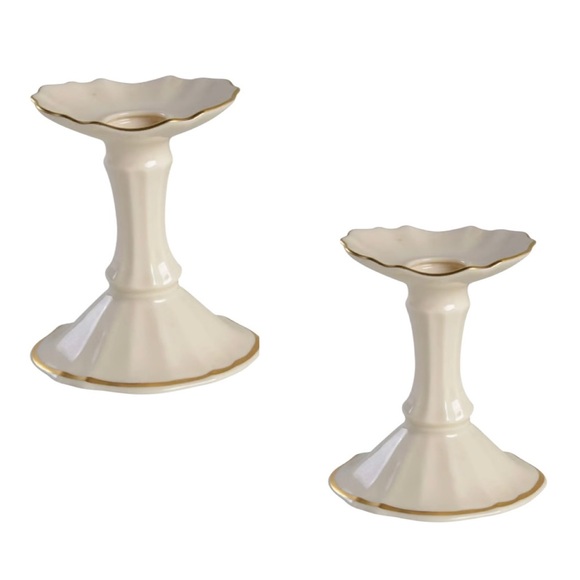 Lenox Cream and Gold Candle Holders